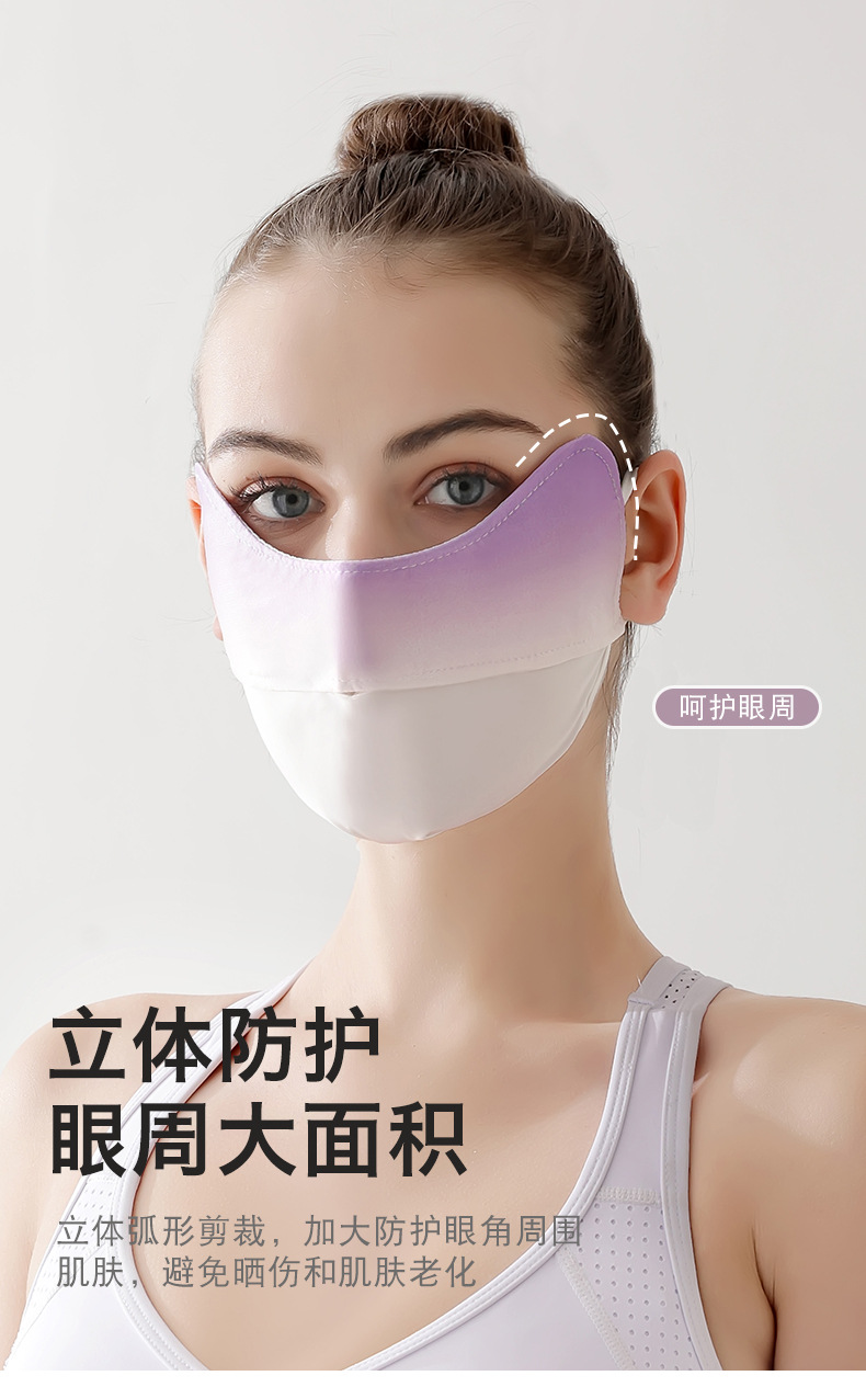 夏季女士冰丝防晒面罩脸基尼户外骑行遮阳开口透气护眼角渐变口罩详情8