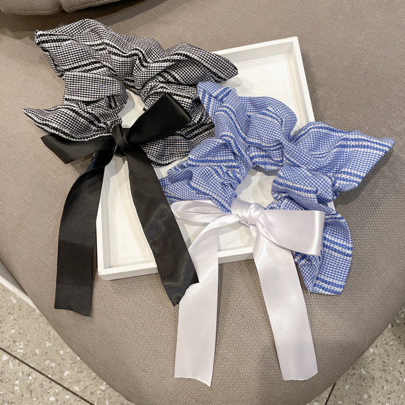 New bow lace large intestine hair band, girlish Korean style, high-end feel, low ponytail hair rope, hair flower, hair accessory factory pic 5