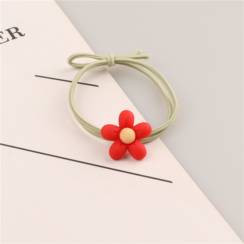 New small red flower hair band, five-petal flower cartoon flower hair tie, hair tie rubber band, high-elasticity braided hair tie pic 17