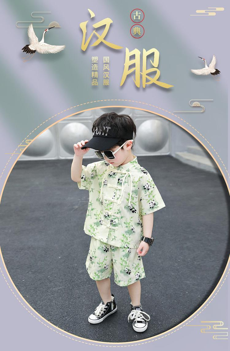 国潮儿童汉服两件套2024夏季新款男孩短袖短裤夏装新中式国风夏款宝宝详情2