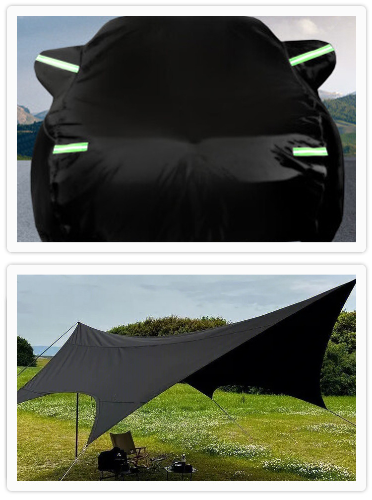 210Dpu涂银牛津布防水全涤纶面料户外帐篷天幕遮阳伞车衣车罩布料详情4