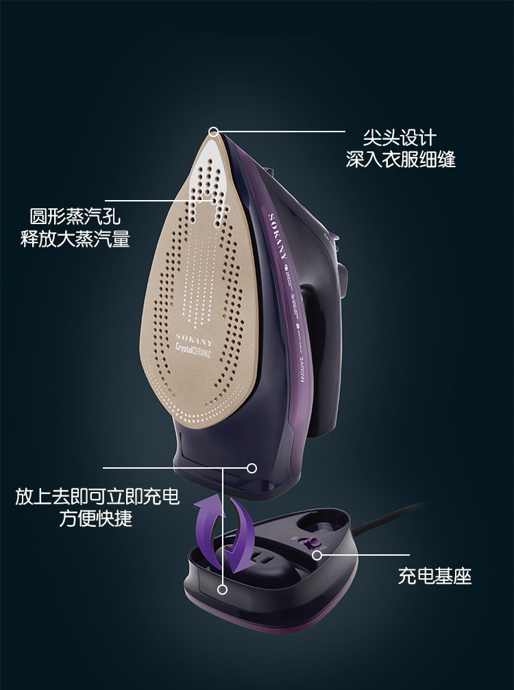Cross-border bestseller SOKANY2085 Iron, Steam Iron, Plug-in steam iron pic 9