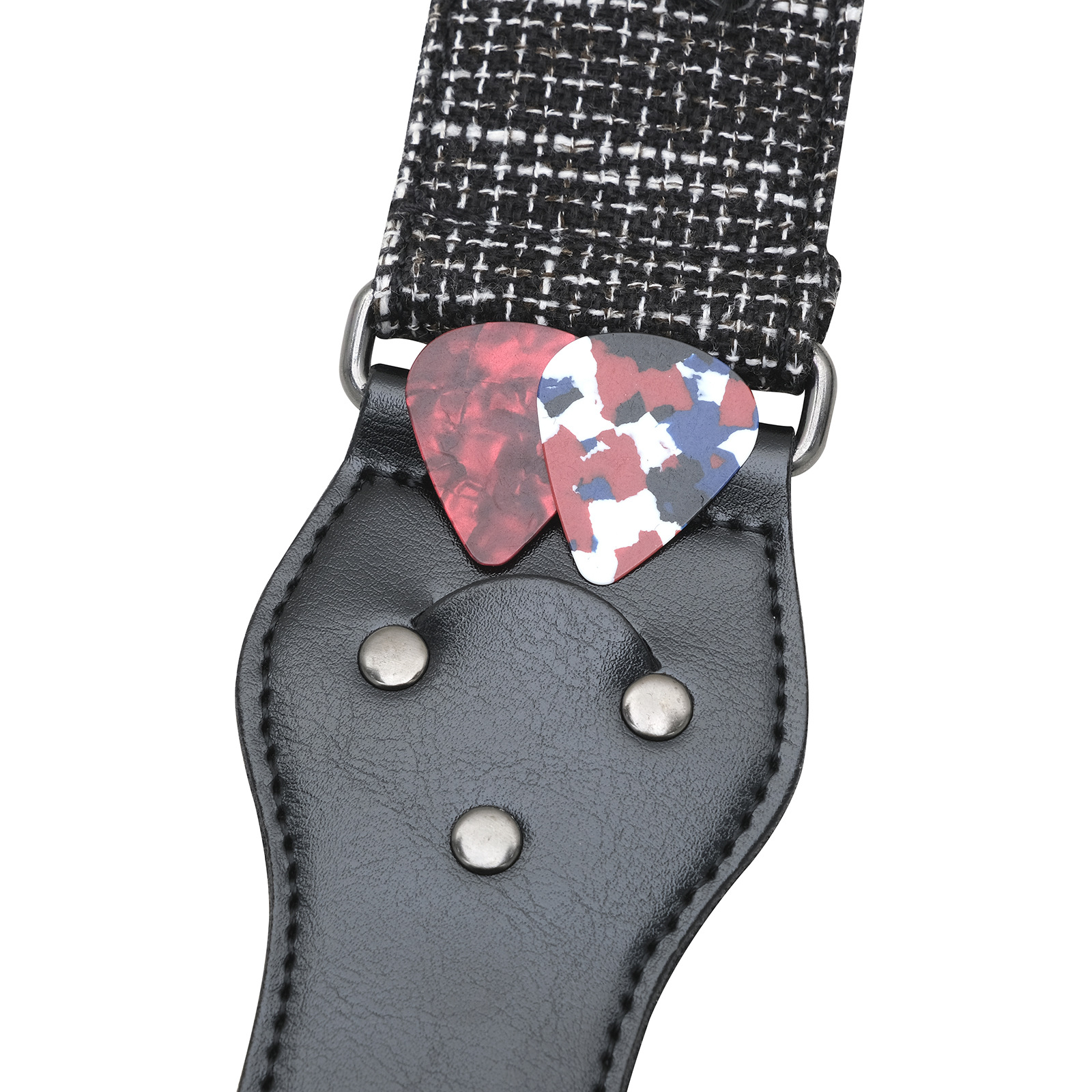 批发吉他背带可插拨片贝司肩带涤纶斜跨加宽印花带卡扣男女生背带详情10