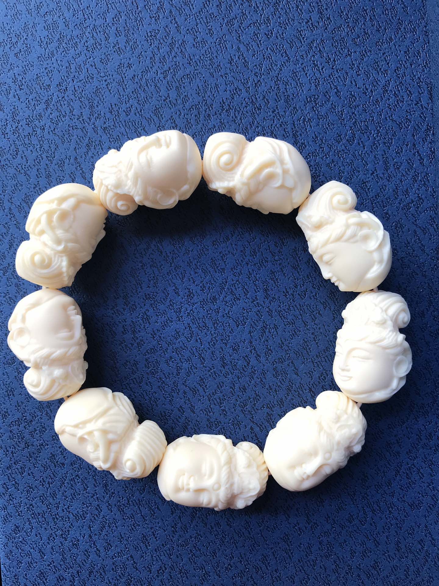 Ivory fruit carved Guanyin head prayer bead bracelet, Bodhi seed coconut wood hand-held prayer bead cart hanging accessory, gift box set pic 1