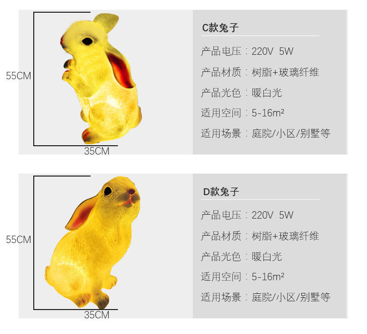 Outdoor illuminated simulation animal lights, courtyard rabbit and squirrel lights, garden and courtyard decoration solar-shaped lights pic 9