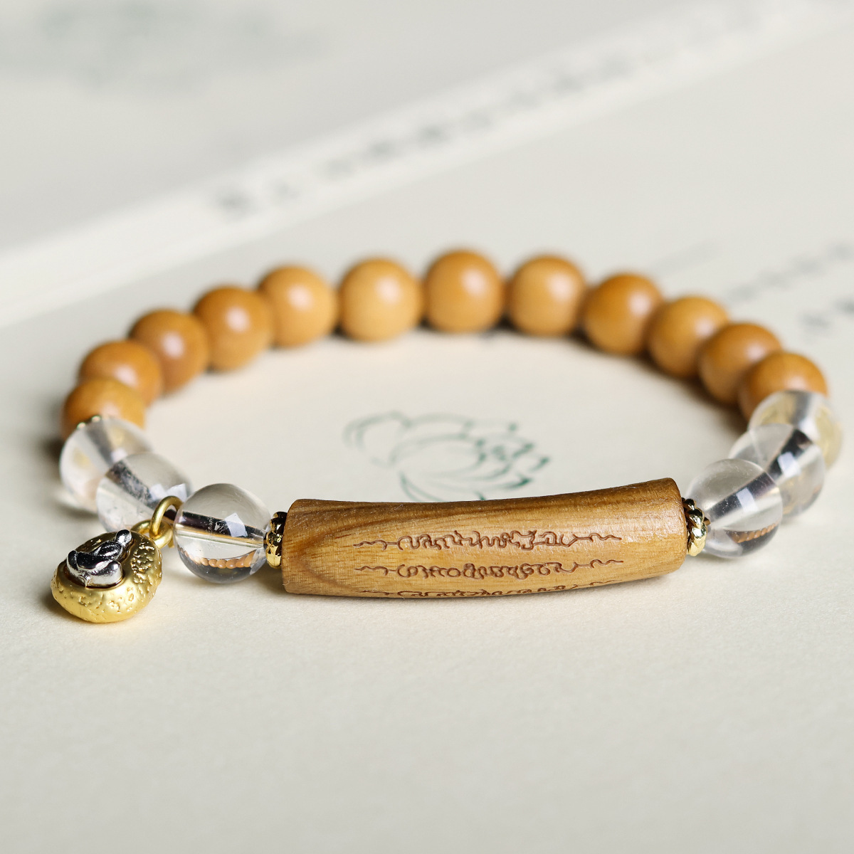 Wholesale of natural white crystal purple lithium bracelets, beeswax cakes, red agate gourds, cultural and artistic bracelets, and new Chinese-style jewelry pic 13