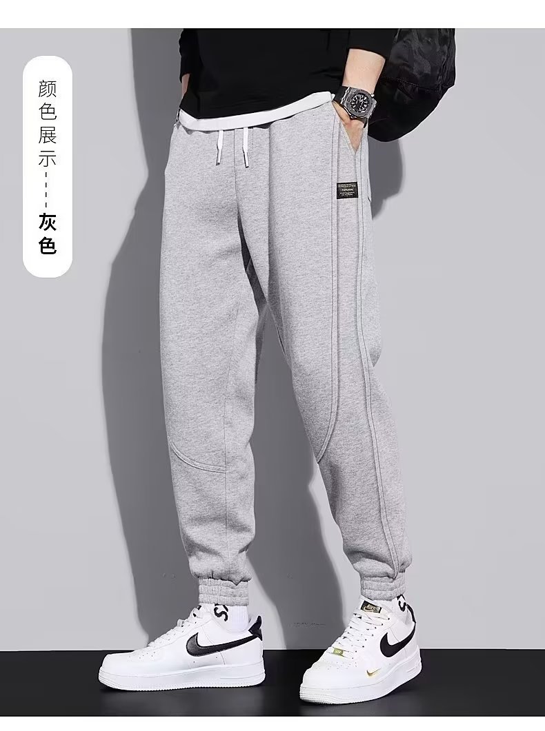 休闲卫裤男士春秋款宽松束脚裤秋季抽绳弹力针织运动哈伦潮男长裤详情16
