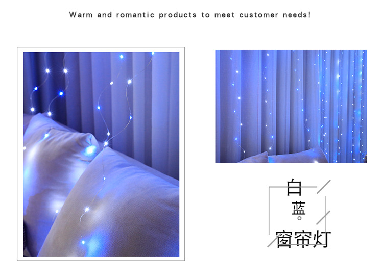 Christmas decorative led copper wire curtain light strip hook USB interface 3* 3m decorative light string remote control function copper wire light pic 10