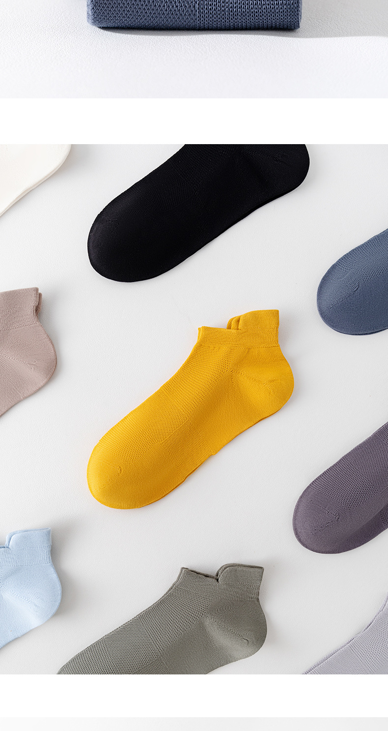 袜子神瞳一件代发诸暨袜子男士短袜夏季薄款网眼船袜纯色运动防滑棉袜不掉跟跑步袜一件代发详情16