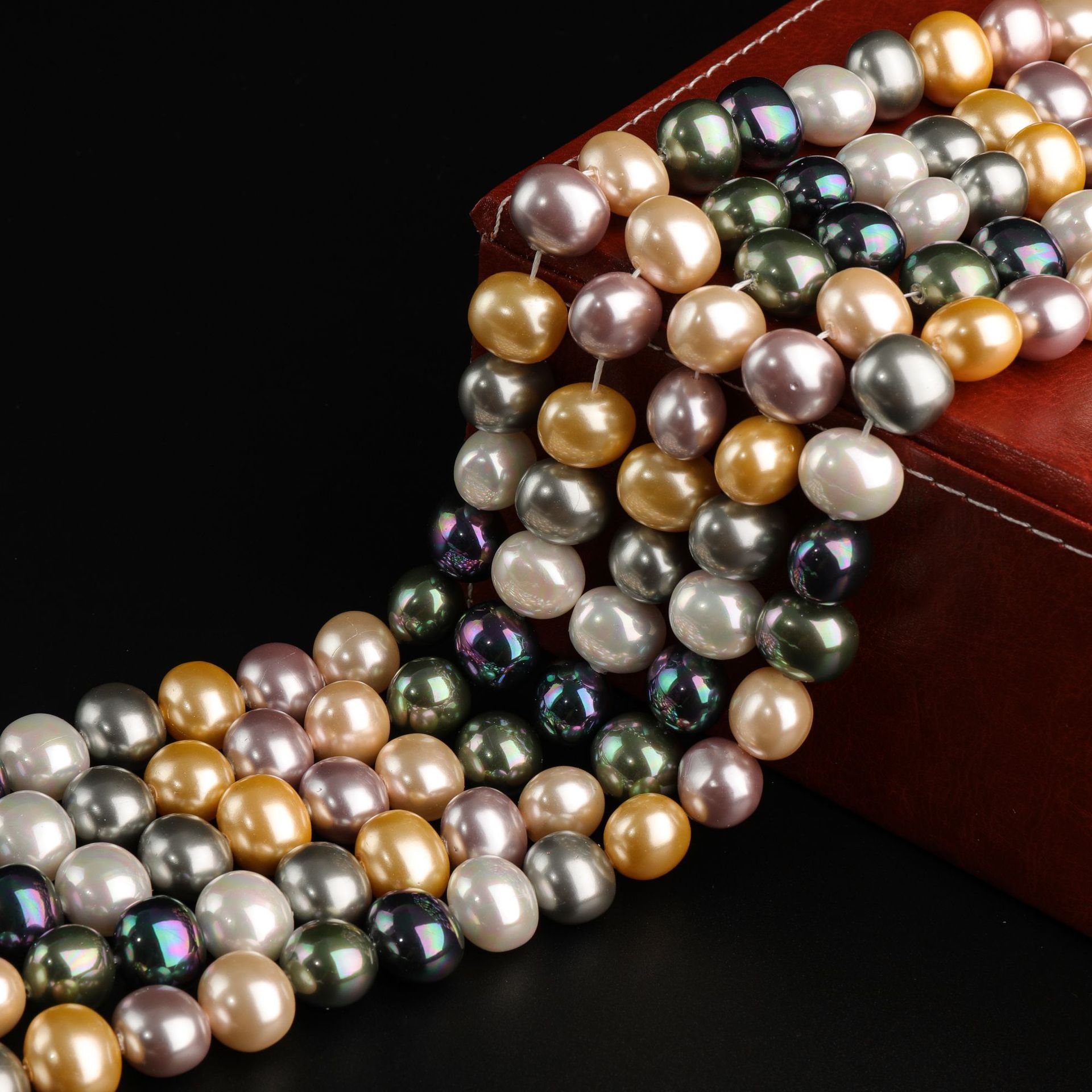Factory direct supply of broad bean-shaped straight-hole shell pearls, naturally shaped horizontal-hole shell pearls, handcrafted DIY jewelry accessories and beads pic 4