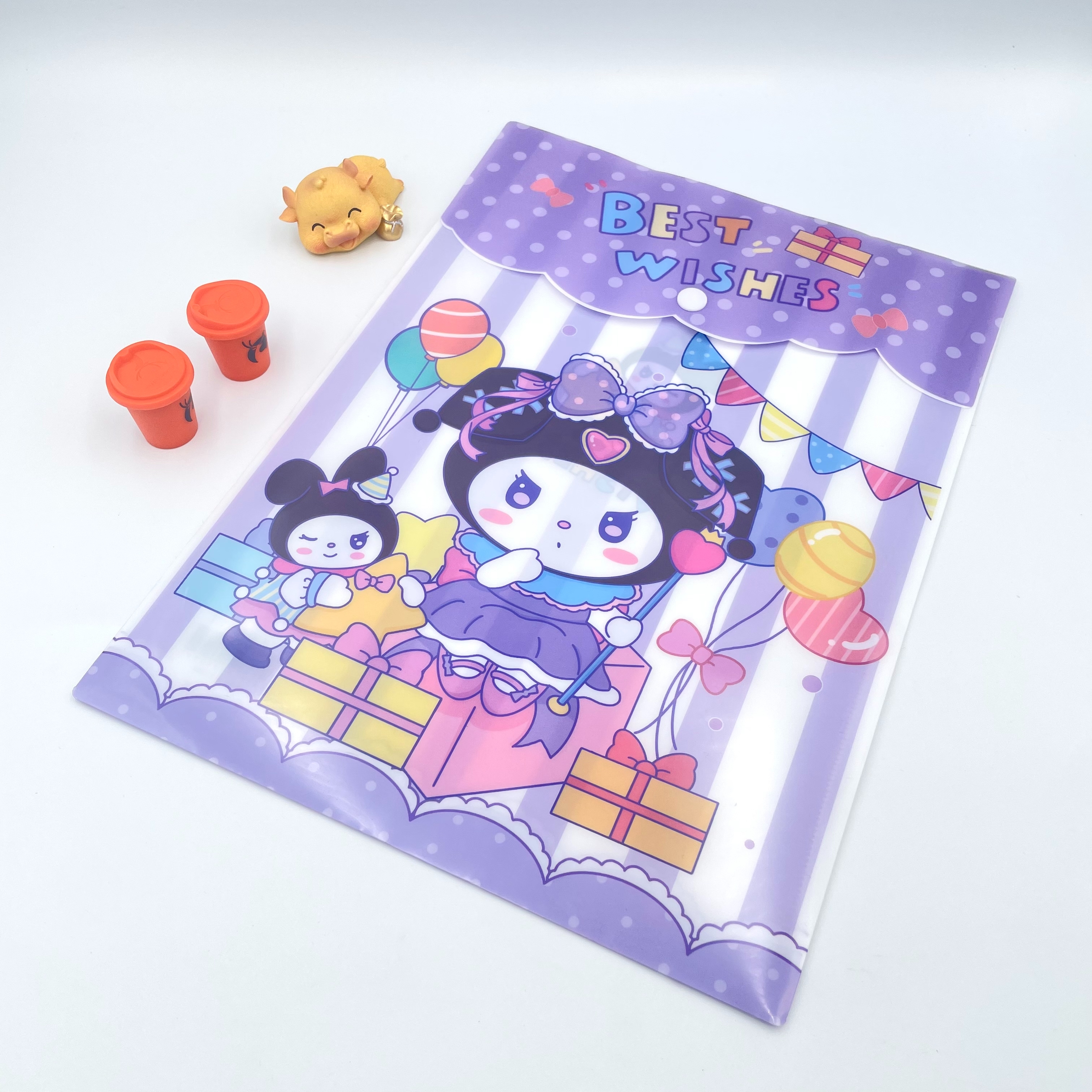 Cartoon printed vertical button bags, office document bags, A4 storage bags, factory direct sales, student test paper classification bags, file bags, plastic document bags pic 4