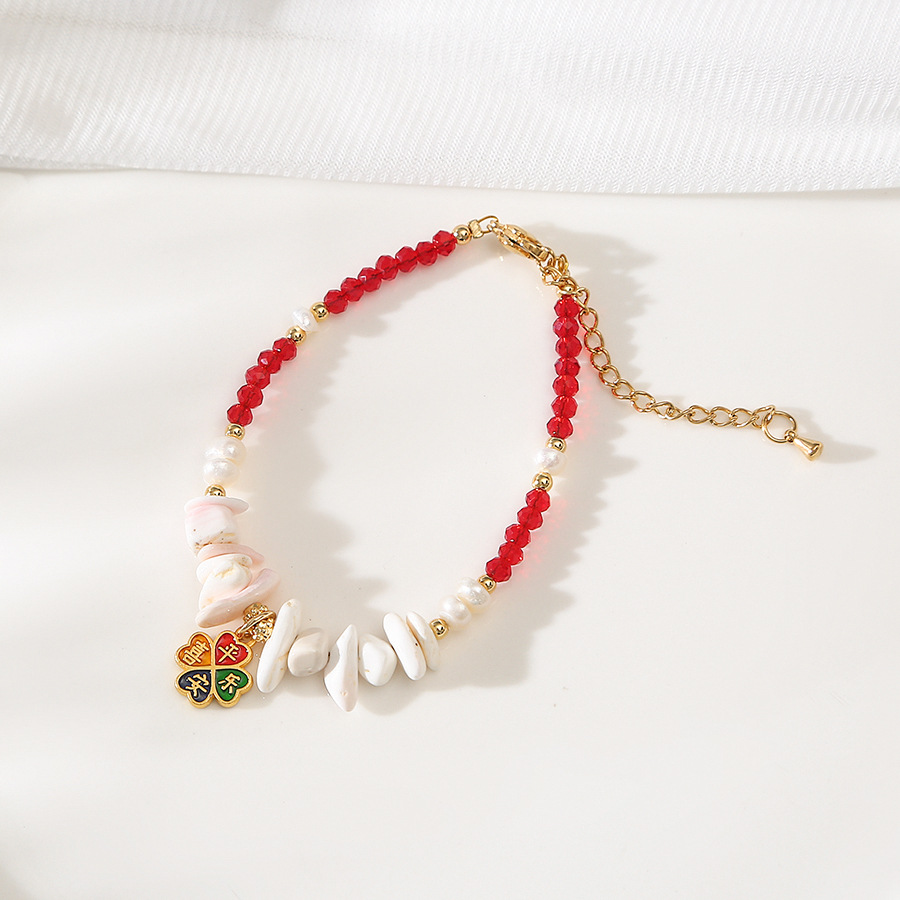 平安喜乐女王贝红锆石天然珍珠百搭手链小众轻奢手镯闺蜜学生手饰详情3