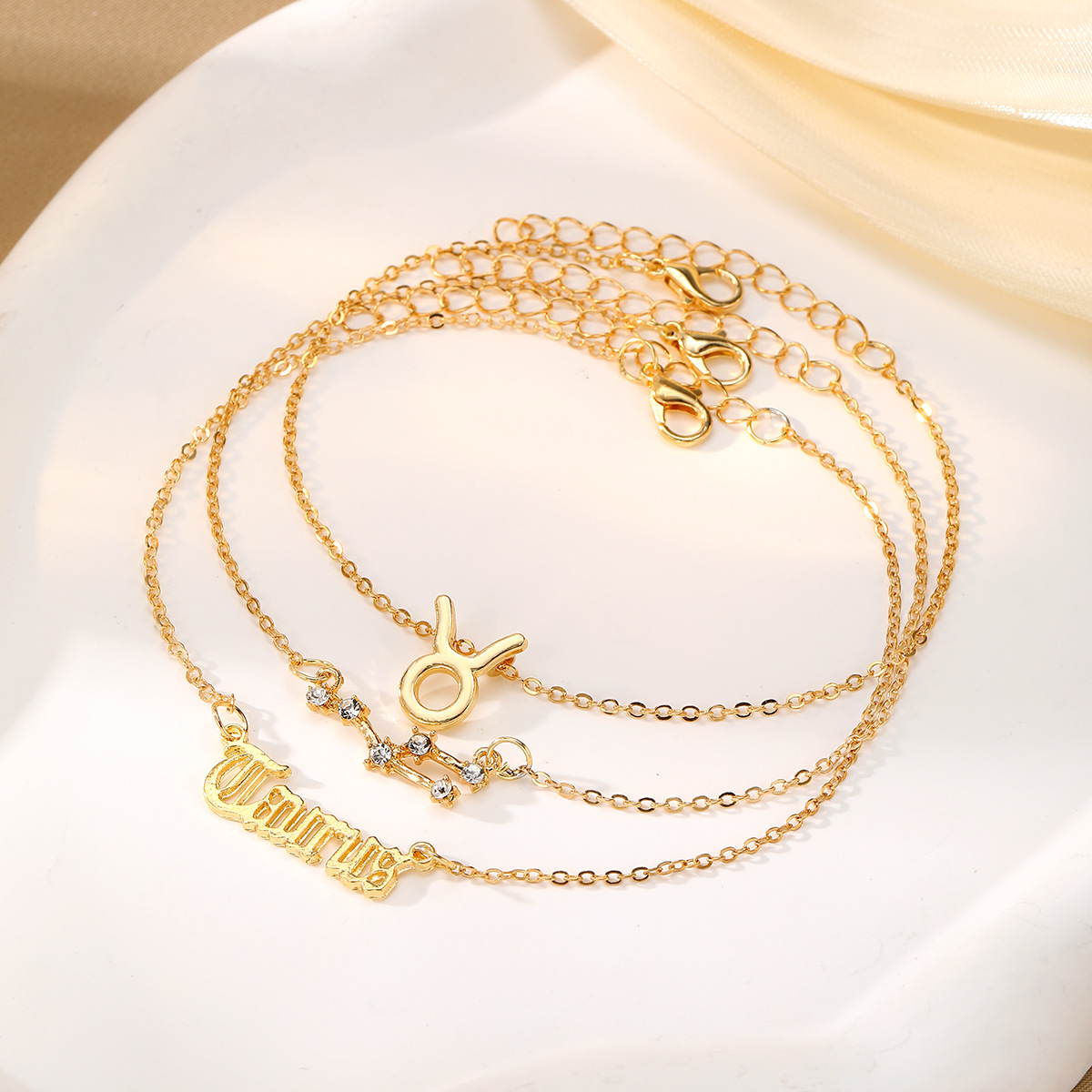 欧美爆款镶钻十二星座脚链套装女亚马逊跨境时尚卡片风高级感饰品详情25