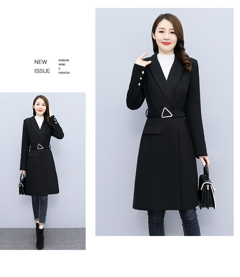 High-end woolen coat for women, mid-length, 2021 autumn/winter new style, fashionable and elegant, a slimming and form-fitting woolen coat for socialite pic 17