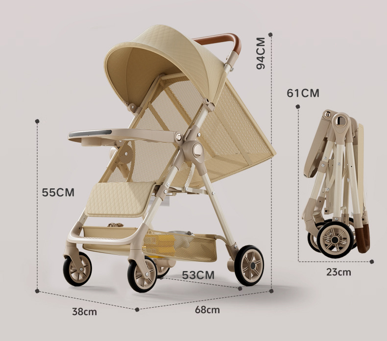 跨境婴儿手推车高景观遛娃神器便携式可坐可躺可折叠儿童口袋车详情37