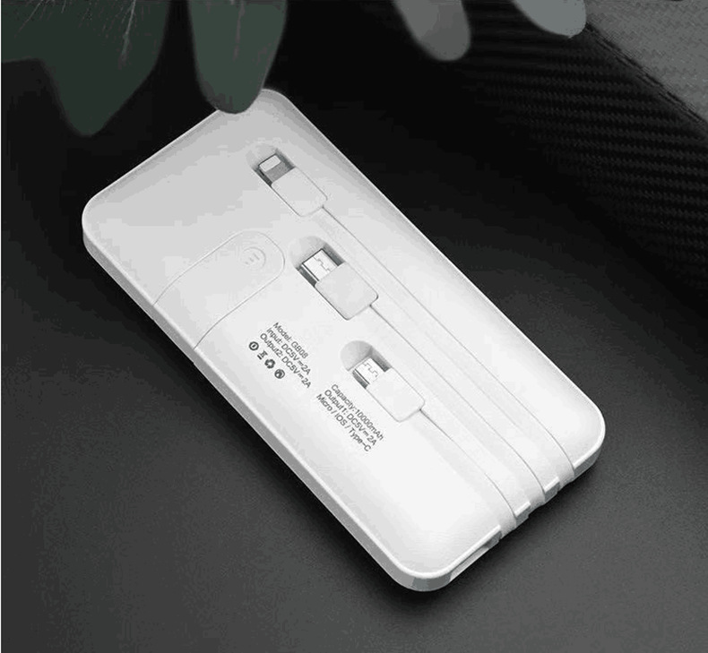 Ultra-thin portable power bank with built-in cable, 10000mAh power bank with stand, gift power bank pic 12