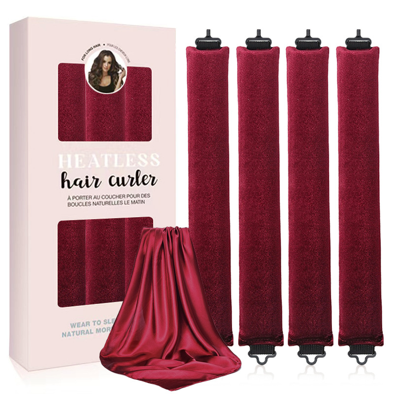 跨境专供3根装3cm无热卷发棒懒人睡眠大波浪带70cm丝巾双钩式批发详情5