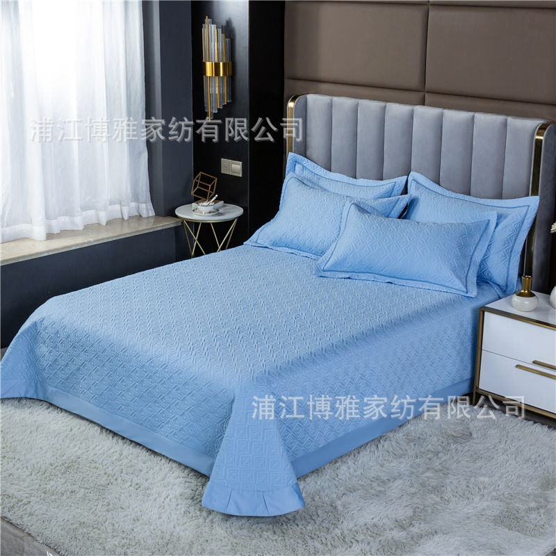 Wholesale of new light luxury 60s long-staple cotton bed cover three-piece set, quilted quilt with thickened cotton interlining, pure cotton bed cover pillowcase pic 28