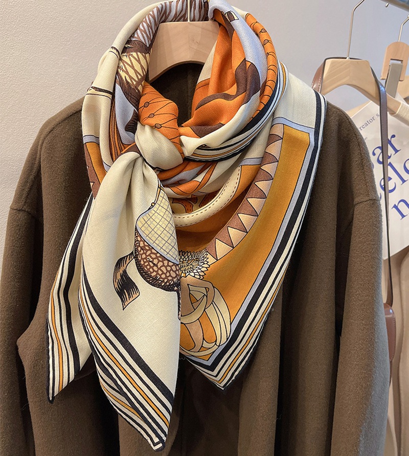 Cape, horse, wool and silk scarf for women, a light luxury silk and wool warm large square shawl for outerwear in autumn and winter pic 8