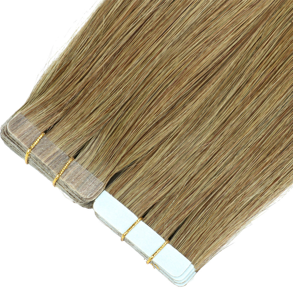 Tape In Hair Extensions #8 двухсторонняя пластинка для волос PU-волосяной парик pic 3