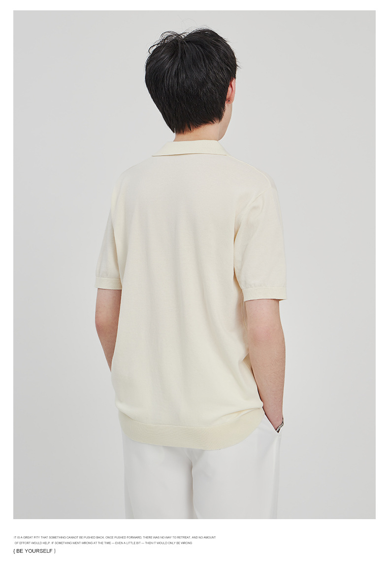 APO男装|简约针织短袖t恤男士2024夏季新款纯色设计垂感POLO衫男详情30