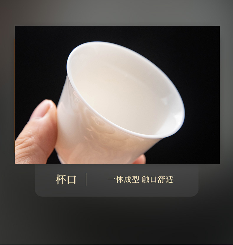Factory direct sales of Dehua white porcelain jadeite Kung Fu tea cups, personal cups, tea tasting cups, simple household tea drinking ceramic cups pic 24