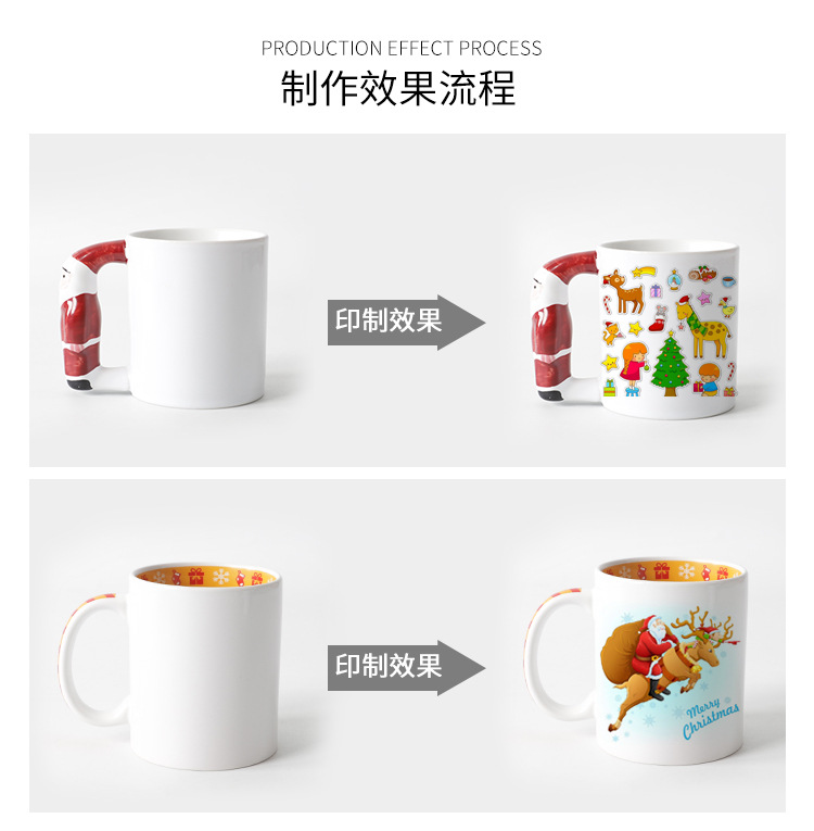 Heat-transferable cups with baked floral Christmas-coated ceramic cups, DIY cups, gifts for festivals pic 28