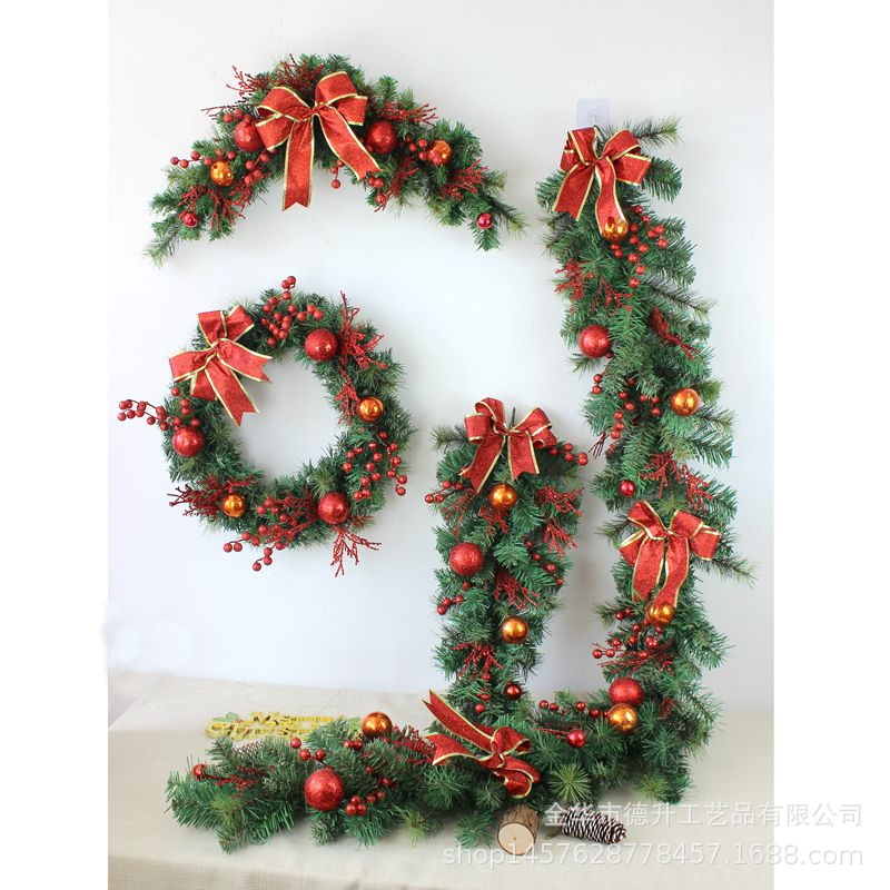Desheng Cross-border E-commerce Christmas wreath, rattan door lintel, upside-down tree, hotel scene decoration, Christmas hanging ornaments pic 1