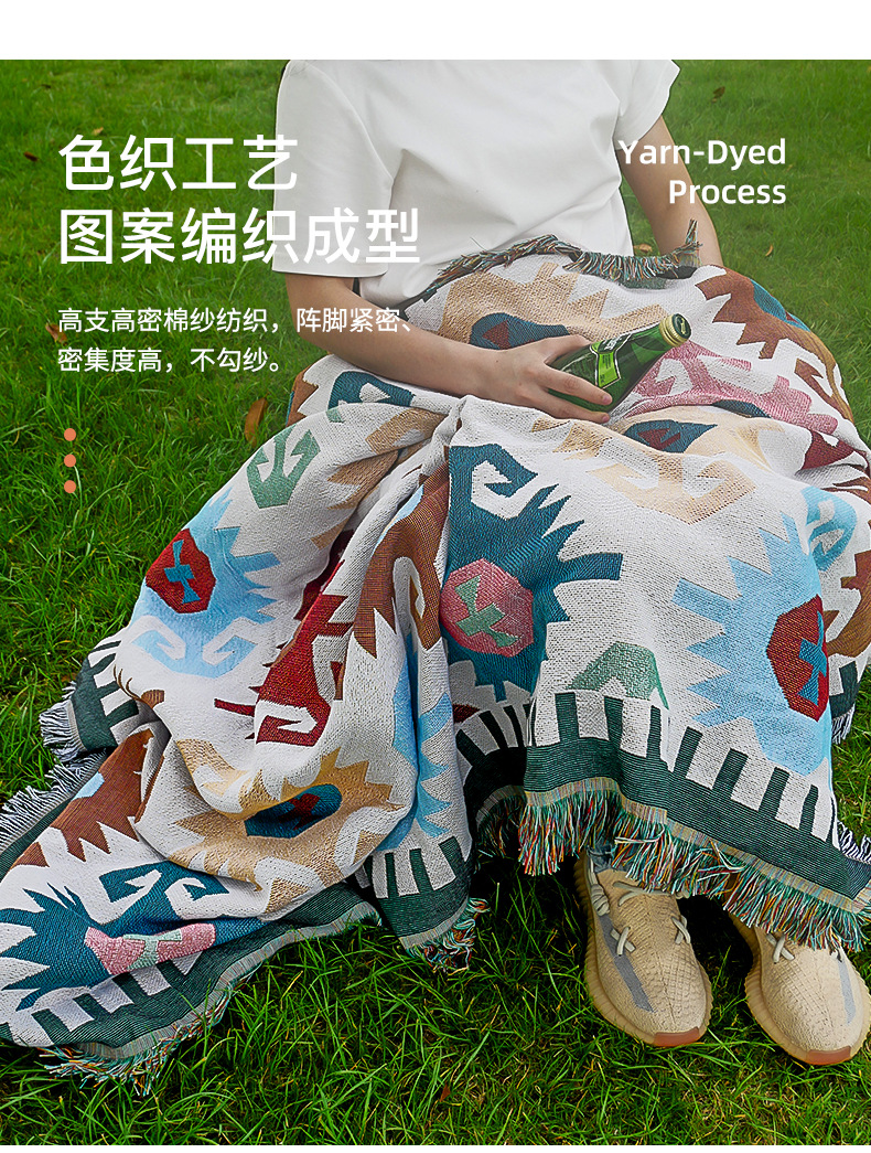 户外露营桌布ins风多功能长方形露营台布波西米亚便携野餐布野炊详情5
