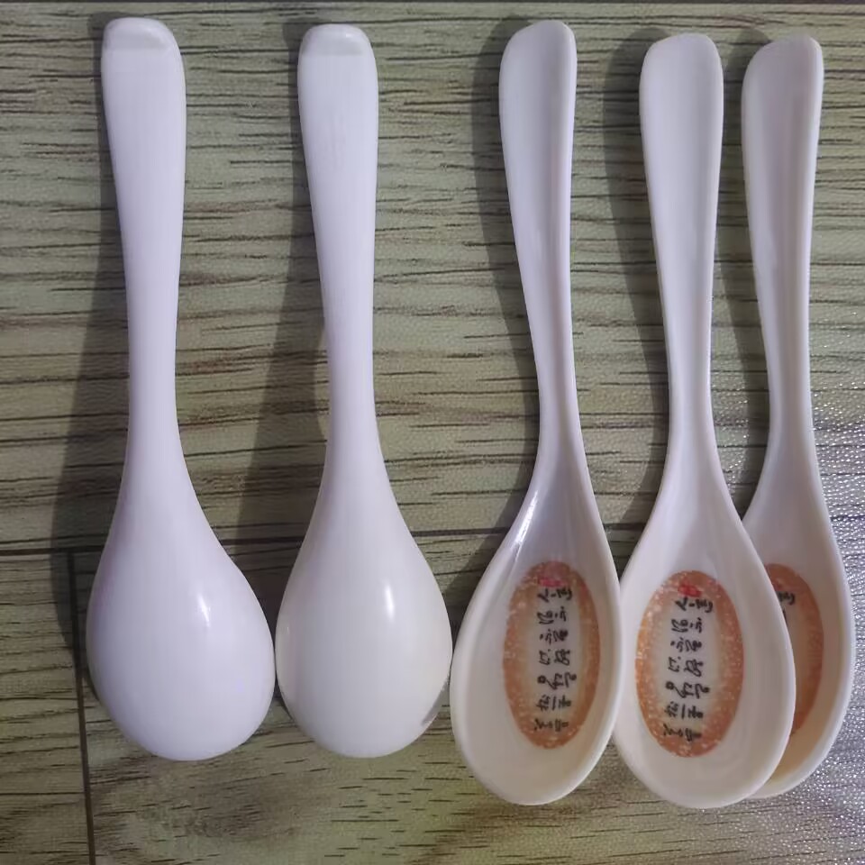 205 Auspicious spoon for Eating, long-handled melamine spoon with hook, resin spoon, plastic spoon, imitation porcelain spoon, restaurant tableware pic 11
