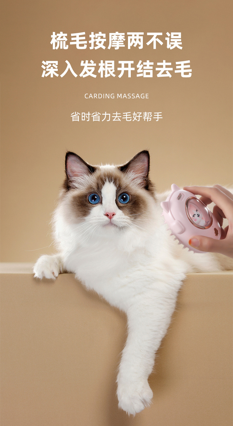 跨境厂家宠物梳子猫咪狗狗顺毛除毛宠物刷带激光图案逗猫玩具用品详情3