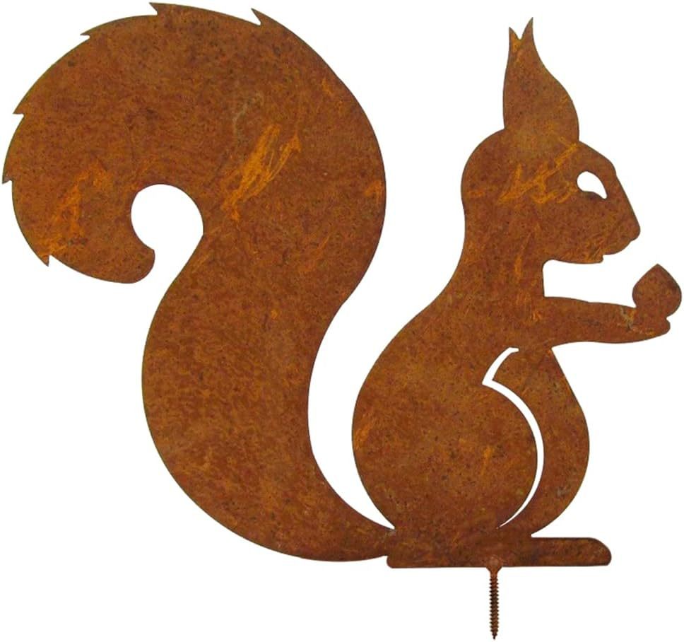 创意摆件生锈小松鼠剪影摆件森系庭院装饰跨境花园挂件家居工艺品详情5