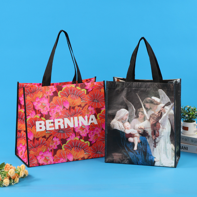 Factory wholesale PP laminated advertising woven bags, laminated non-woven fabric hand-held shopping bags, hand-held woven gift bags pic 10