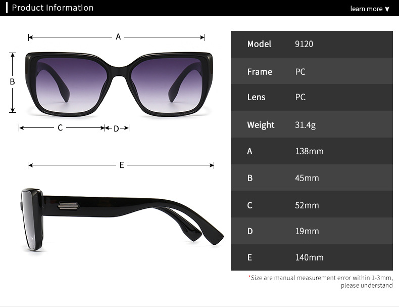 外贸跨境金属配件方框太阳镜男 欧美街拍墨镜女批发9120详情1