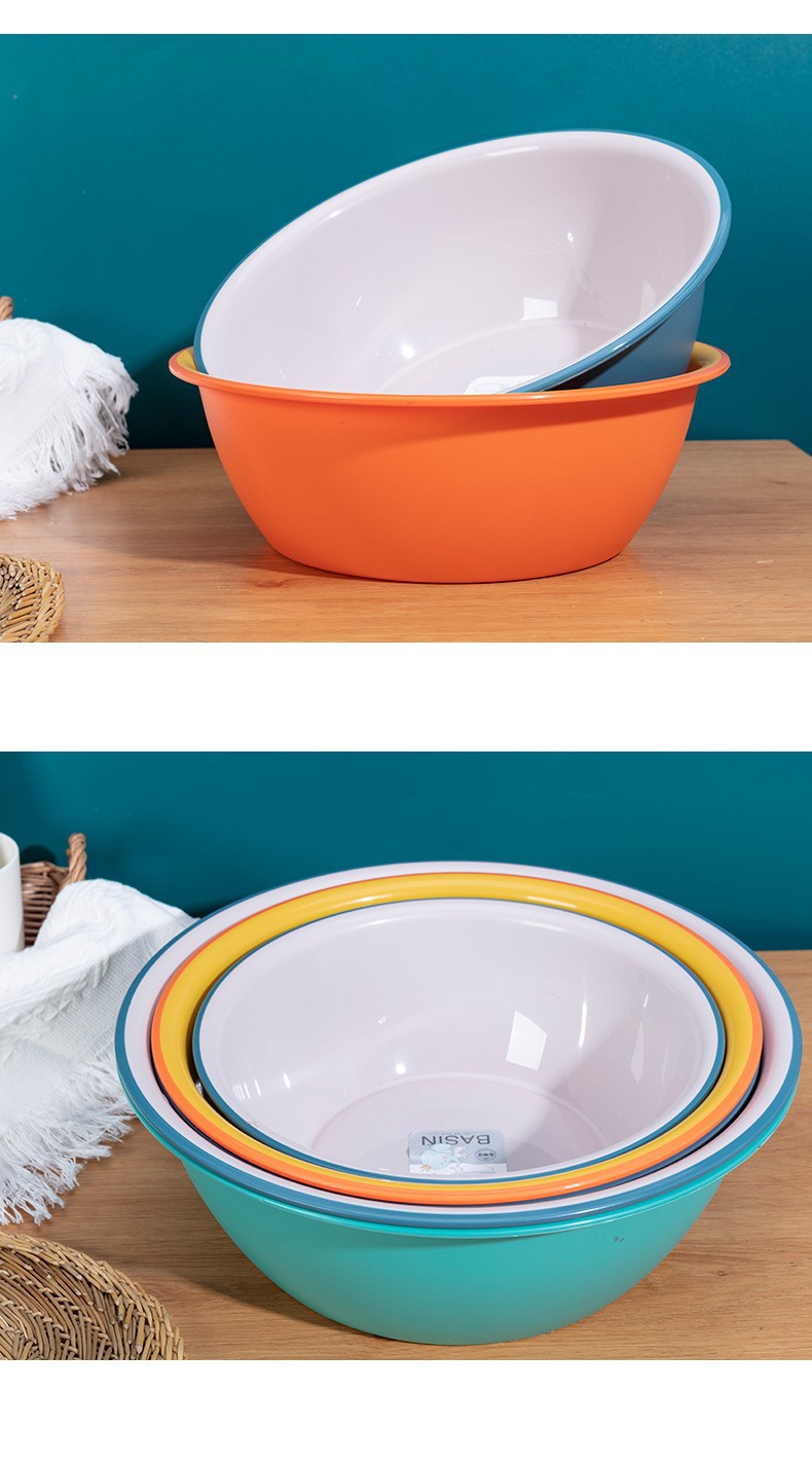 批发简约纯色家用洗漱盆塑料加厚圆形洗脸盆宿舍多功能面盆洗衣盆详情7