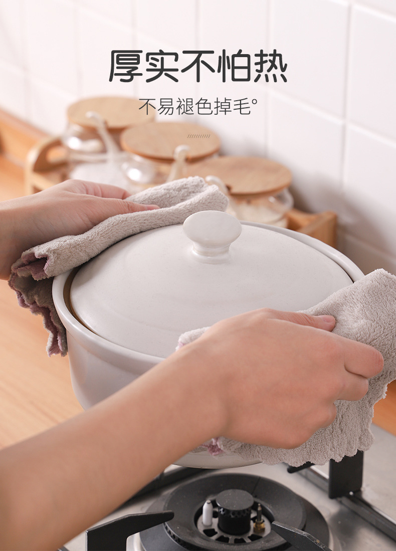 Scouring pads, daily cleaning cloths, kitchen and household absorbent dishcloths, thickened dishwashing towels that do not shed fibers and are easy to clean pic 16