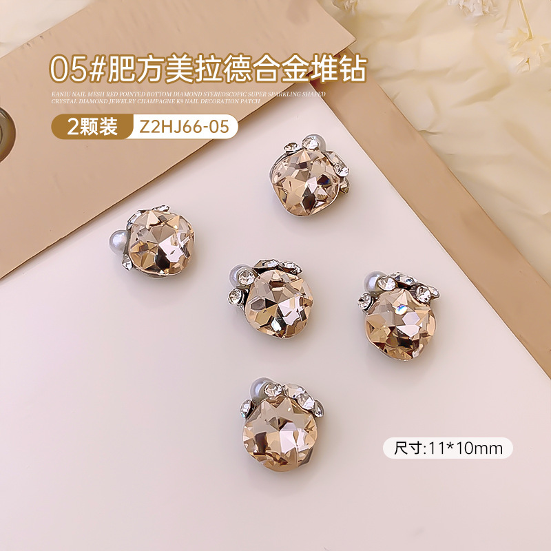 Champagne-colored pile diamond ball nail art accessory finished product, fat square, crooked heart, peach heart, axe pile diamond, super shiny nail decoration diamond pic 14
