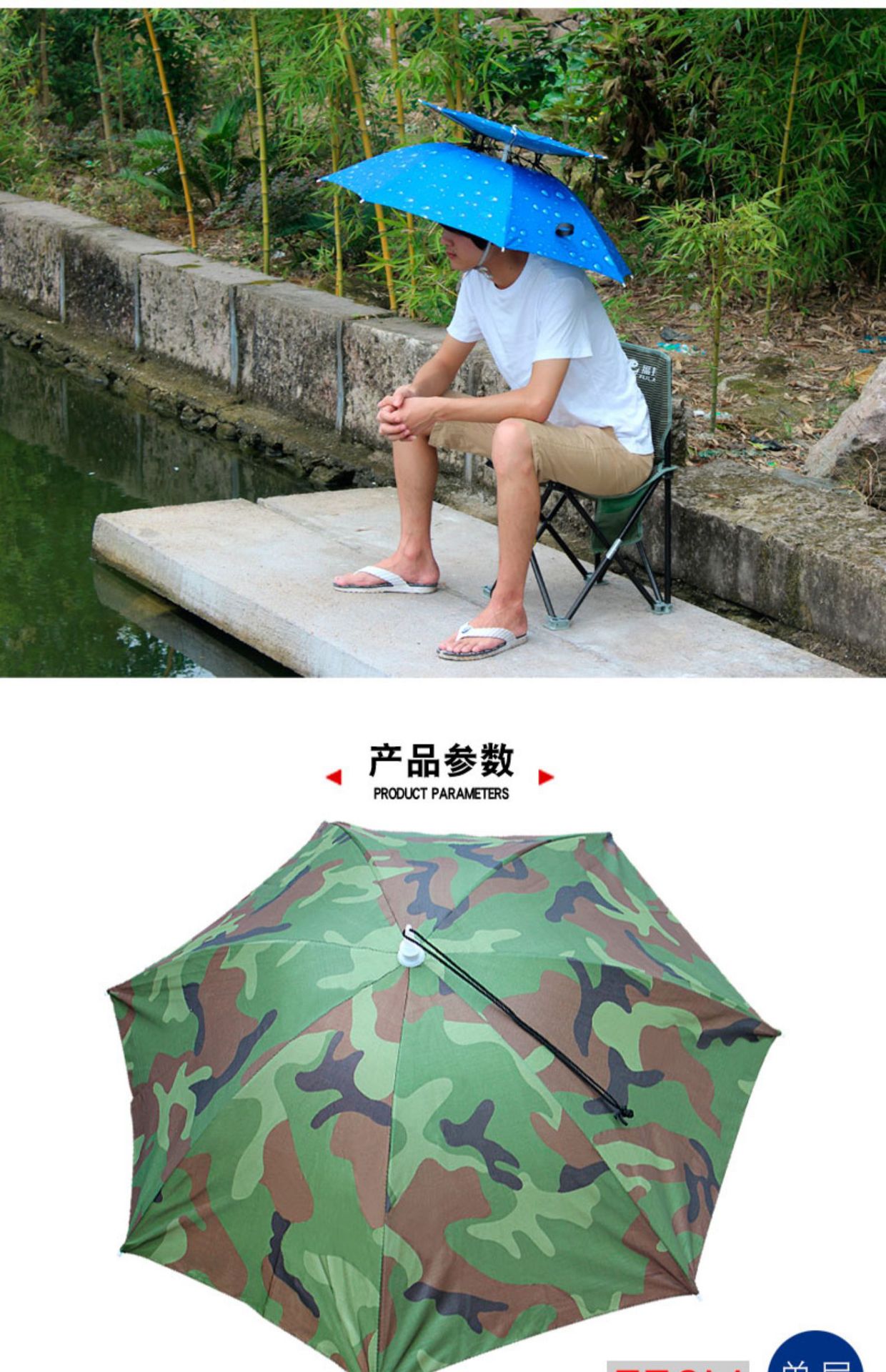 Double-layer windproof and rainproof fishing umbrella cap, head-worn umbrella, sun protection, folding overhead umbrella cap, outdoor sun protection for fishing pic 49
