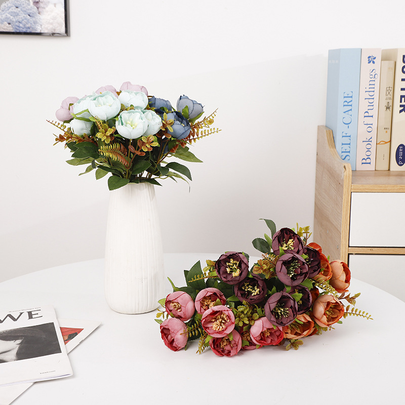 欧式复古玫瑰 仿真花苞 假花头 森系婚礼装饰DIY手工花环绢花详情1