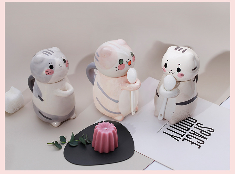 情侣杯子日式卡通可爱猫咪陶瓷杯 早餐牛奶咖啡杯子ins马克详情12