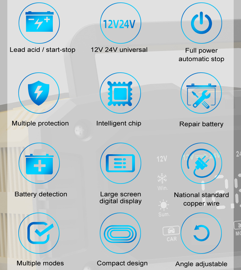 10A portable 12V24V motorcycle battery charger and portable car battery charger pic 4