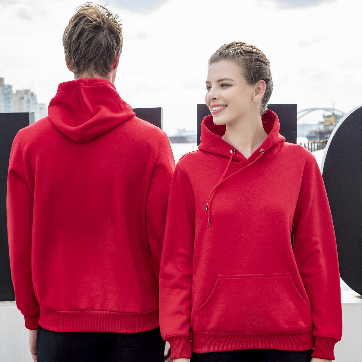 Nuevo otoño invierno color sólido sudaderas simple casual pareja sudaderas cuello redondo sudaderas con capucha sudaderas cabeza suelta manga larga wholesale pic 3