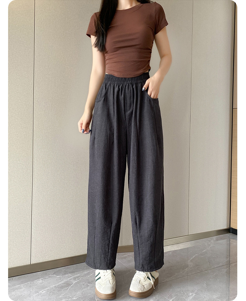 慵懒风哈伦醋酸奶奶裤女夏季2024新款高腰垂感肌理感山本老爹裤子详情7
