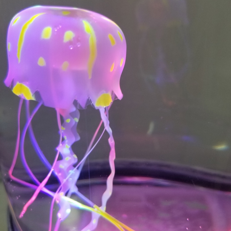 水族鱼缸水母灯 七彩LED自动变色小夜灯 圆柱形水母灯详情44