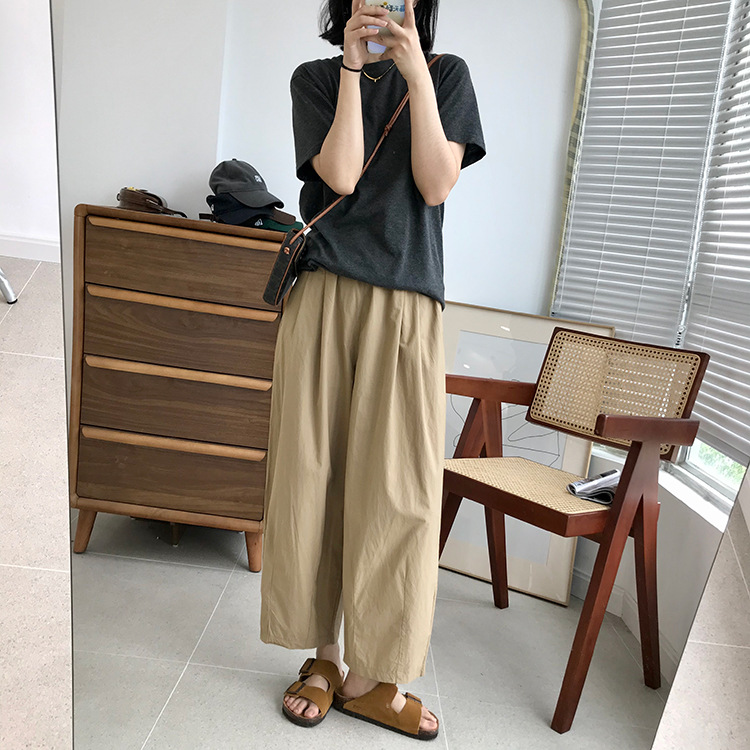巨百搭轻薄透气酵洗棉小个子奶奶裤九分宽松显瘦休闲裤女夏季薄款详情30