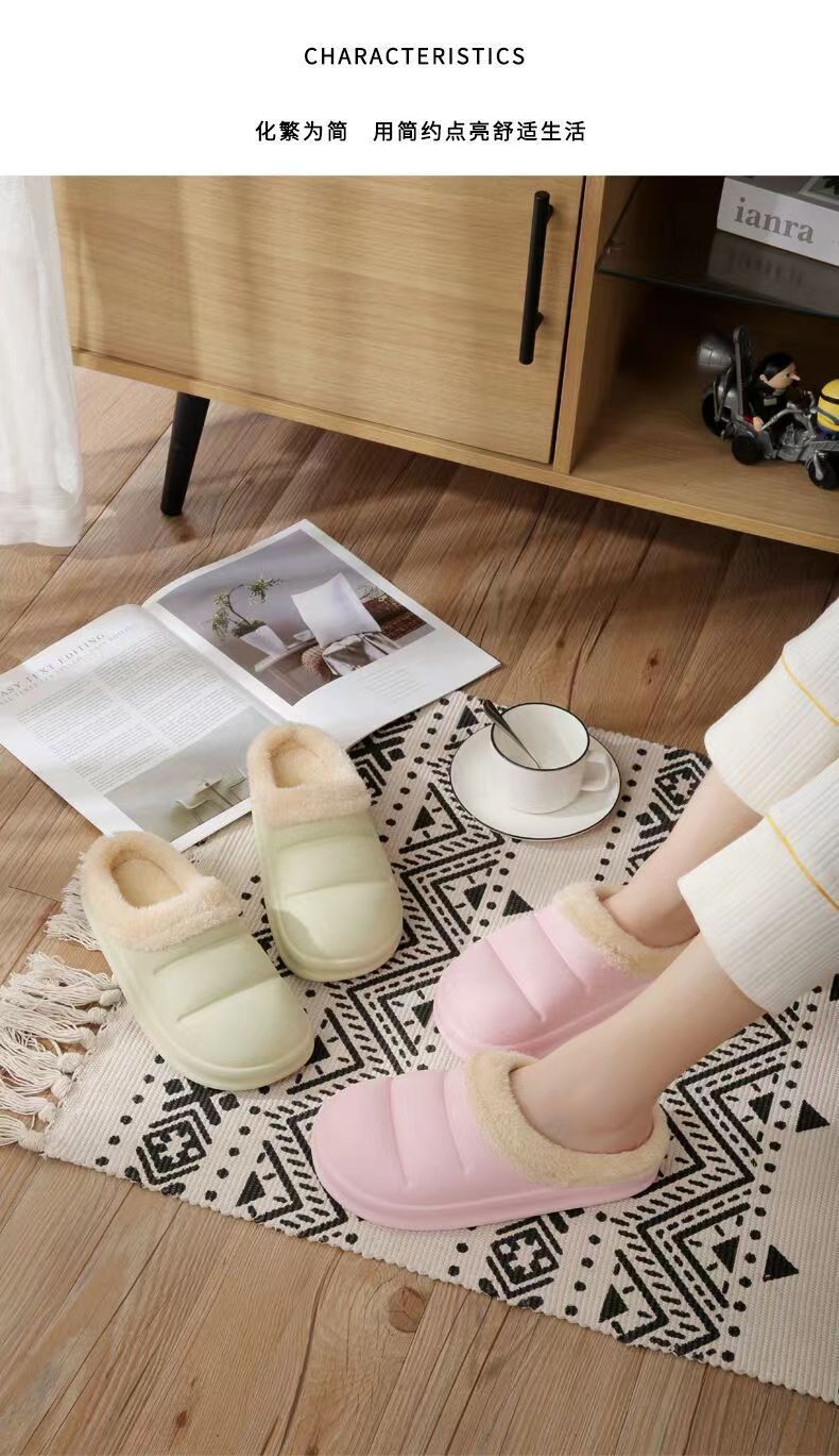 跨境批发现货棉拖鞋女秋冬季家居室内保暖厚底冬天防水毛绒棉鞋男详情25