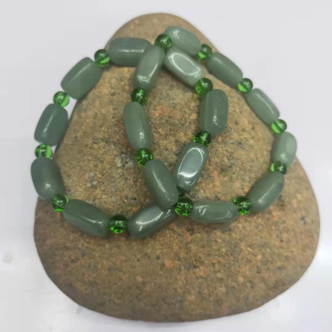 Factory wholesale of natural Dongling jade rectangular irregular combination bracelets, diy green Dongling bracelet jewelry and accessories pic 6