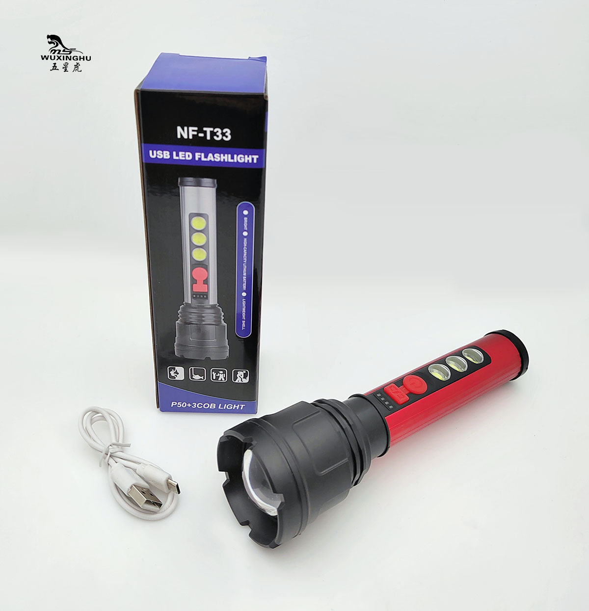 New zoom high-intensity aluminum alloy flashlight with charging power display and COB side light outdoor long-range flashlight pic 10