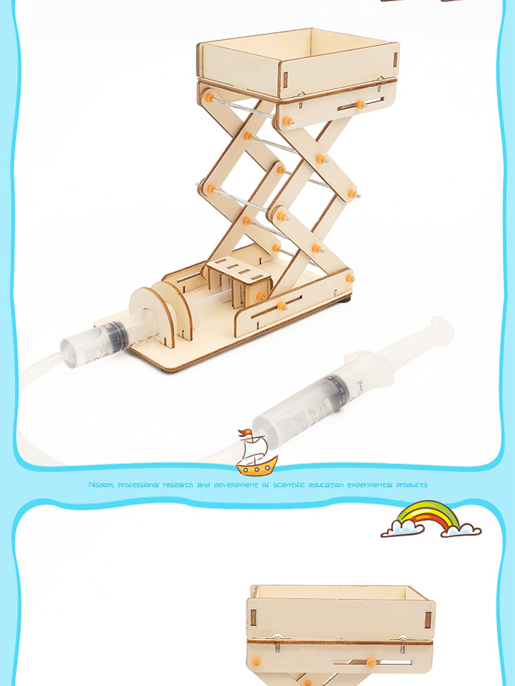 DIY hydraulic lifting platform, handcrafted, scientific experiment invention, SETM educational and intellectual teaching AIDS pic 18