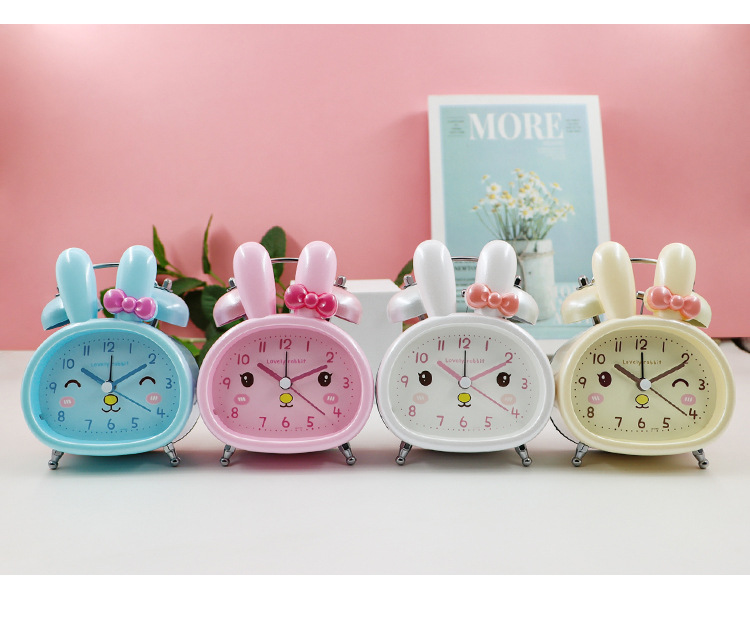New best-selling student cartoon 3-inch pink silent cartoon metal external bell alarm clock factory direct sales pic 6